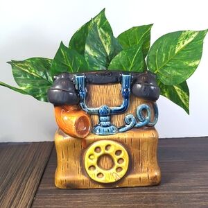 Cute Ceramic Old Rotary Phone Planter